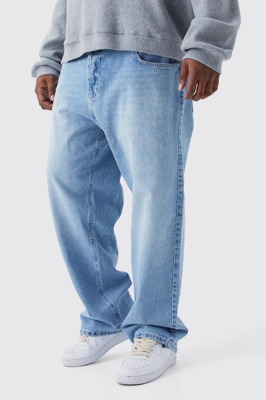 Light blue Plus Relaxed Rigid Embossed Jean