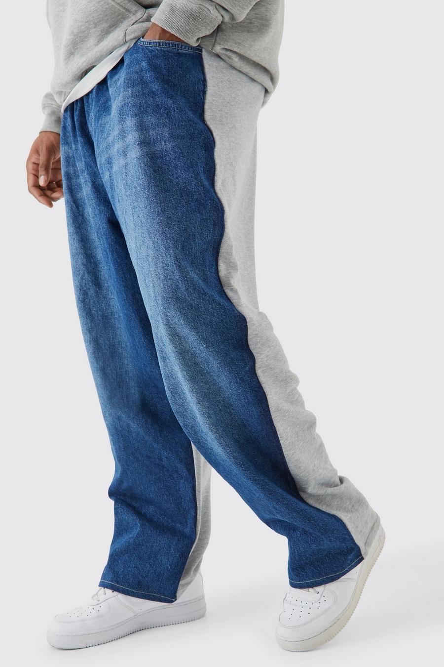Pantalón deportivo Plus holgado con cintura elástica y estampado híbrido, Dark blue image number 1