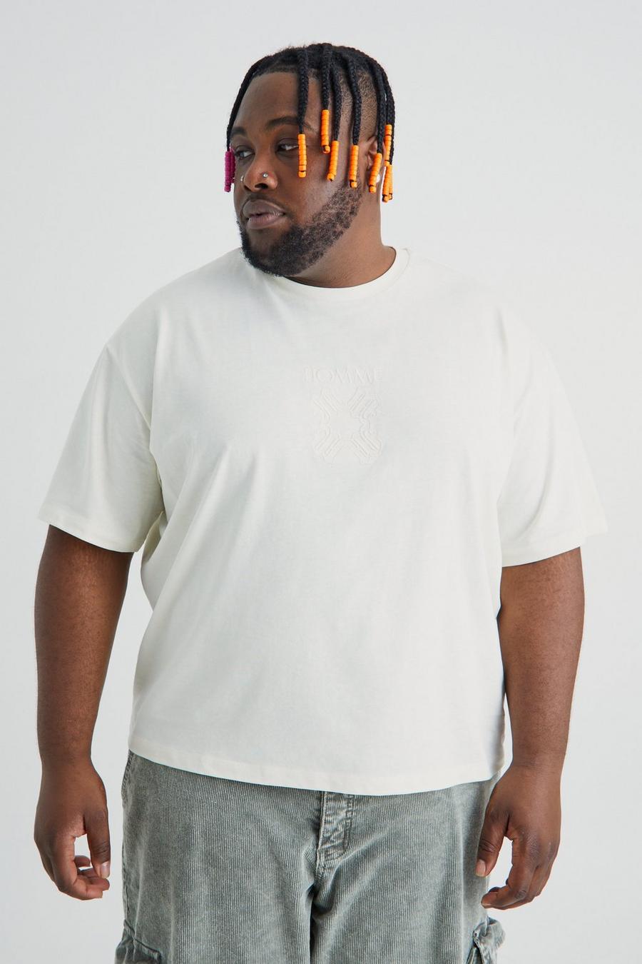Butter yellow Plus Boxy Homme Embroidered T-shirt