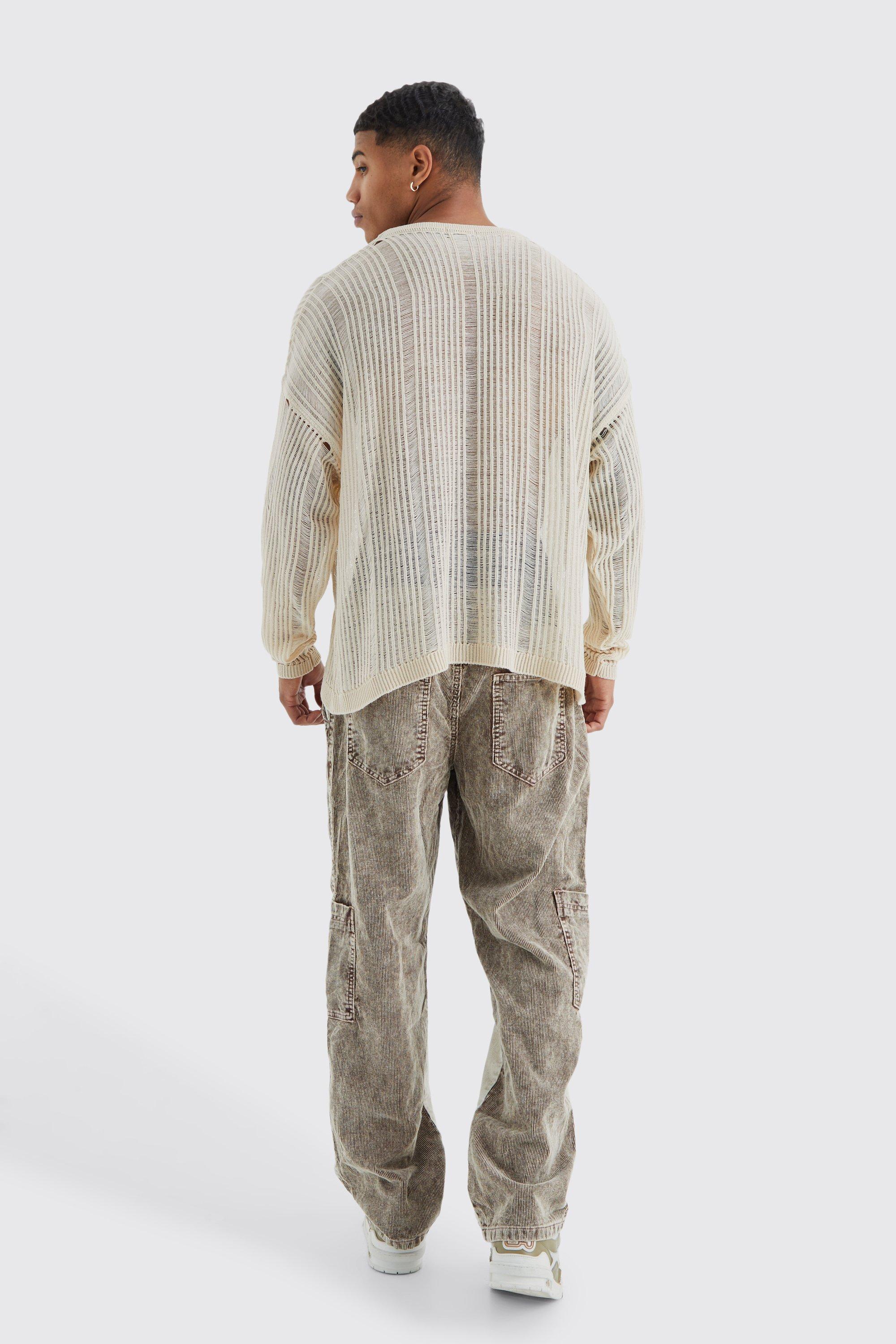 Oversized Boxy Open Knit Laddered Jumper