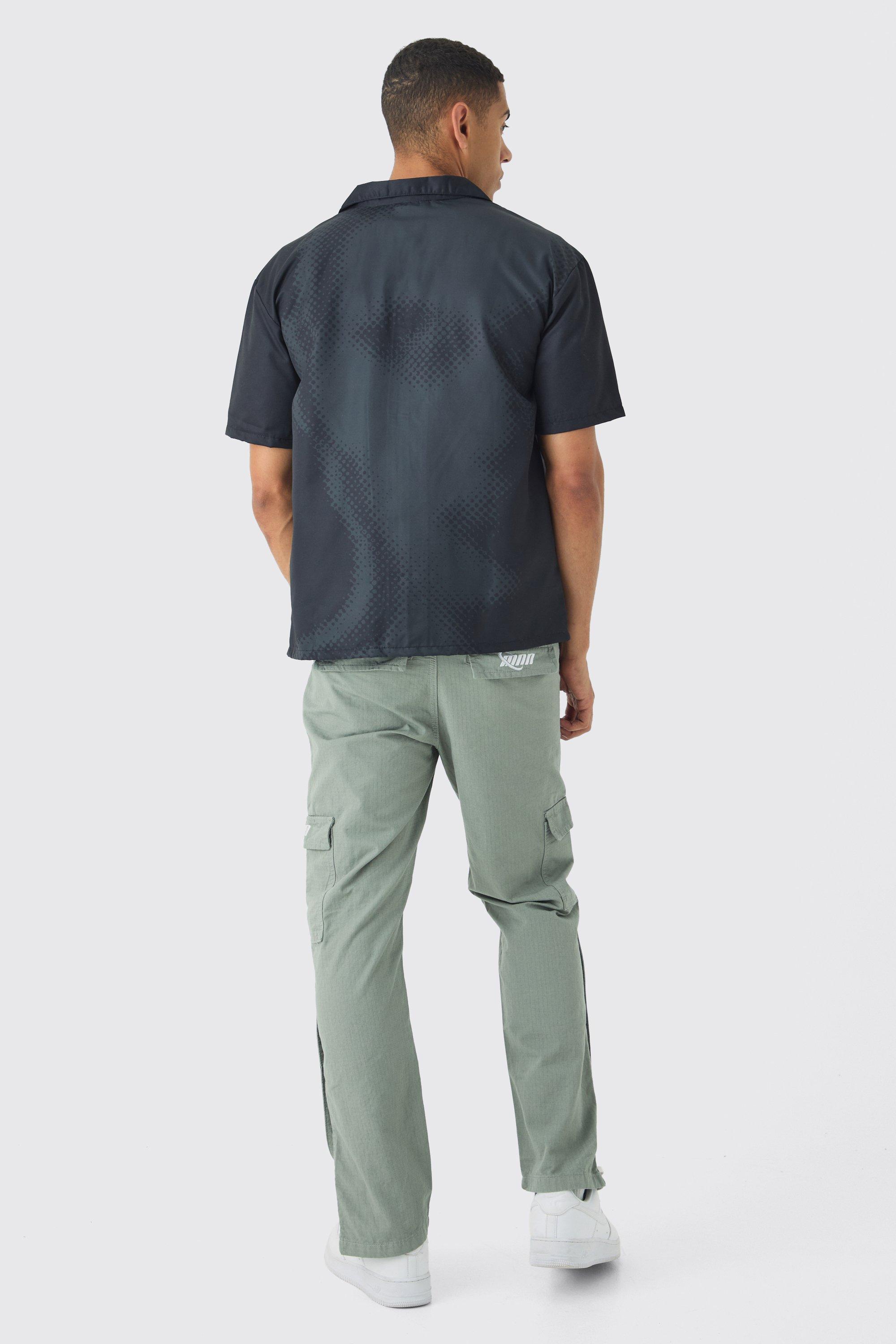 Straight Leg Cargo Popper Hem Ripstop Branded Trouser | boohoo