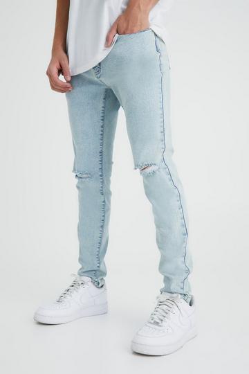 Skinny Jeans With Slash Knee ice blue