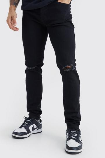 Skinny Jeans With Slash Knee true black