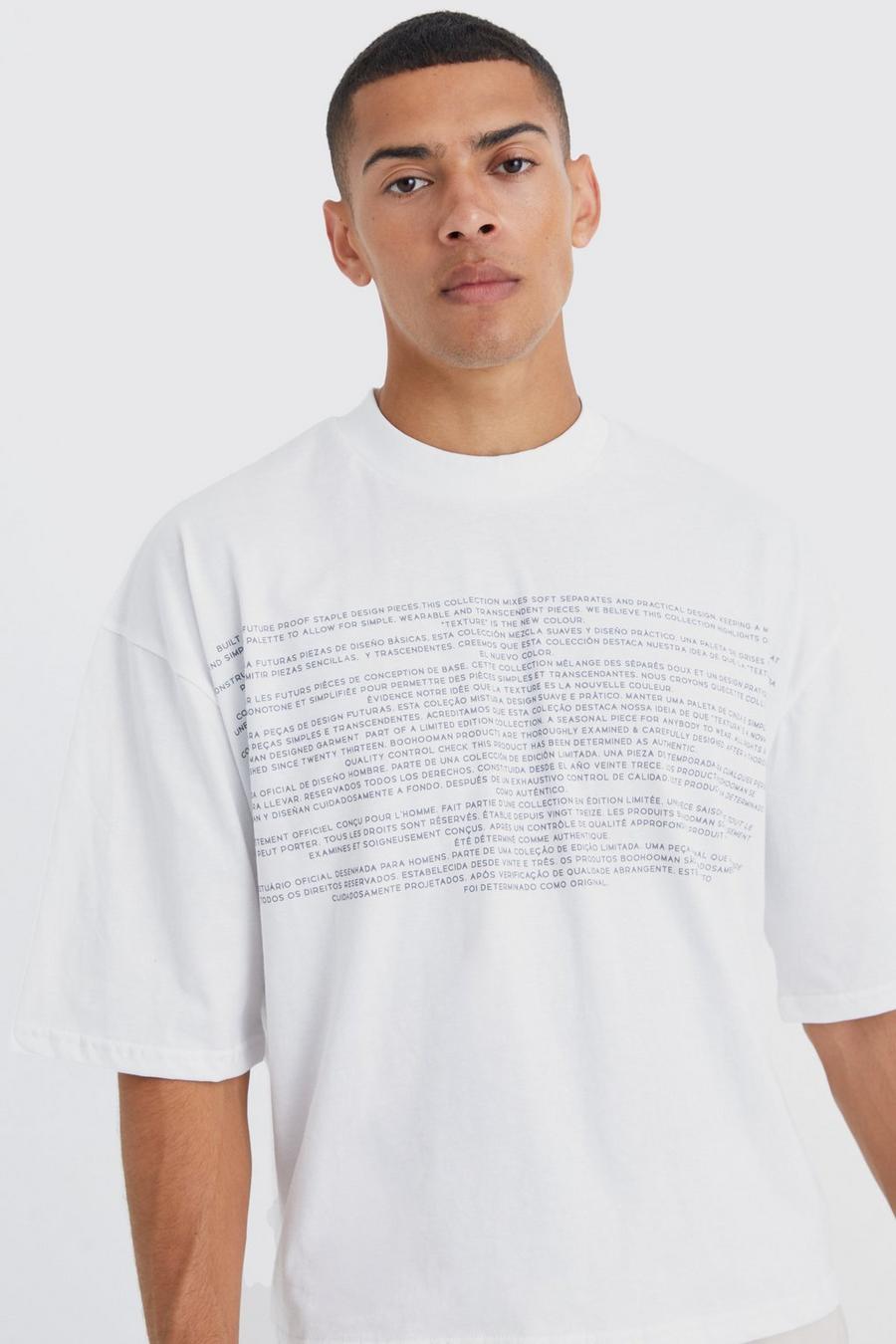 White Oversize t-shirt med halv ärm i tjockt tyg image number 1