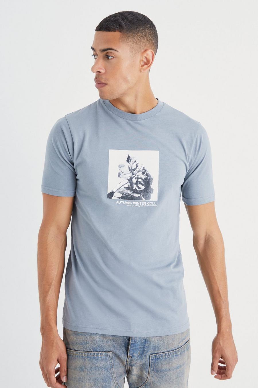 Slim-Fit T-Shirt mit Print, Slate image number 1