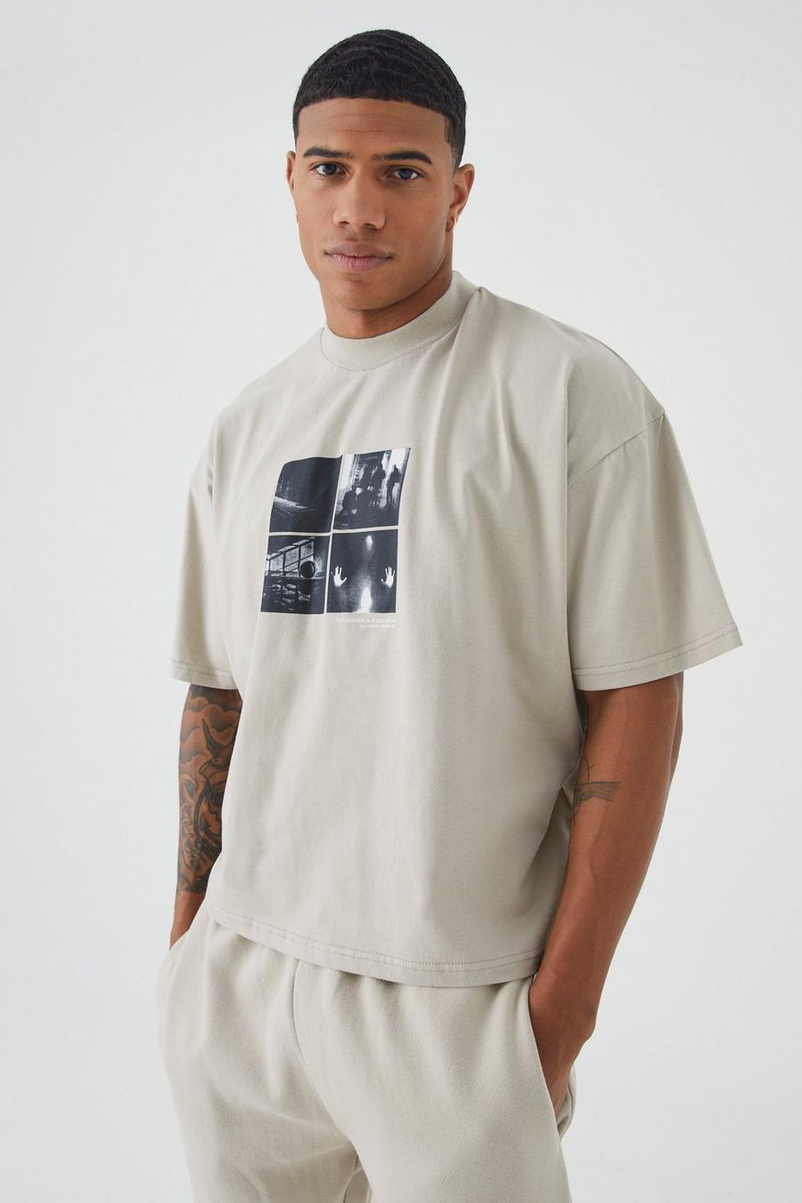 Stone Oversize t-shirt i boxig modell med tryck image number 1
