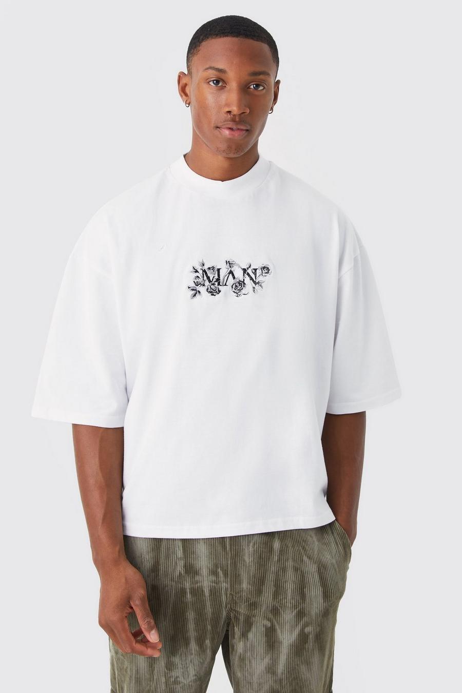 T-shirt oversize épais à broderie, White image number 1