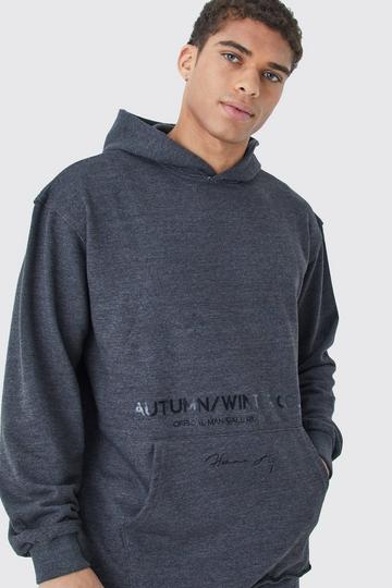 Grey Oversized Heavyweight Loopback Graphic Hoodie