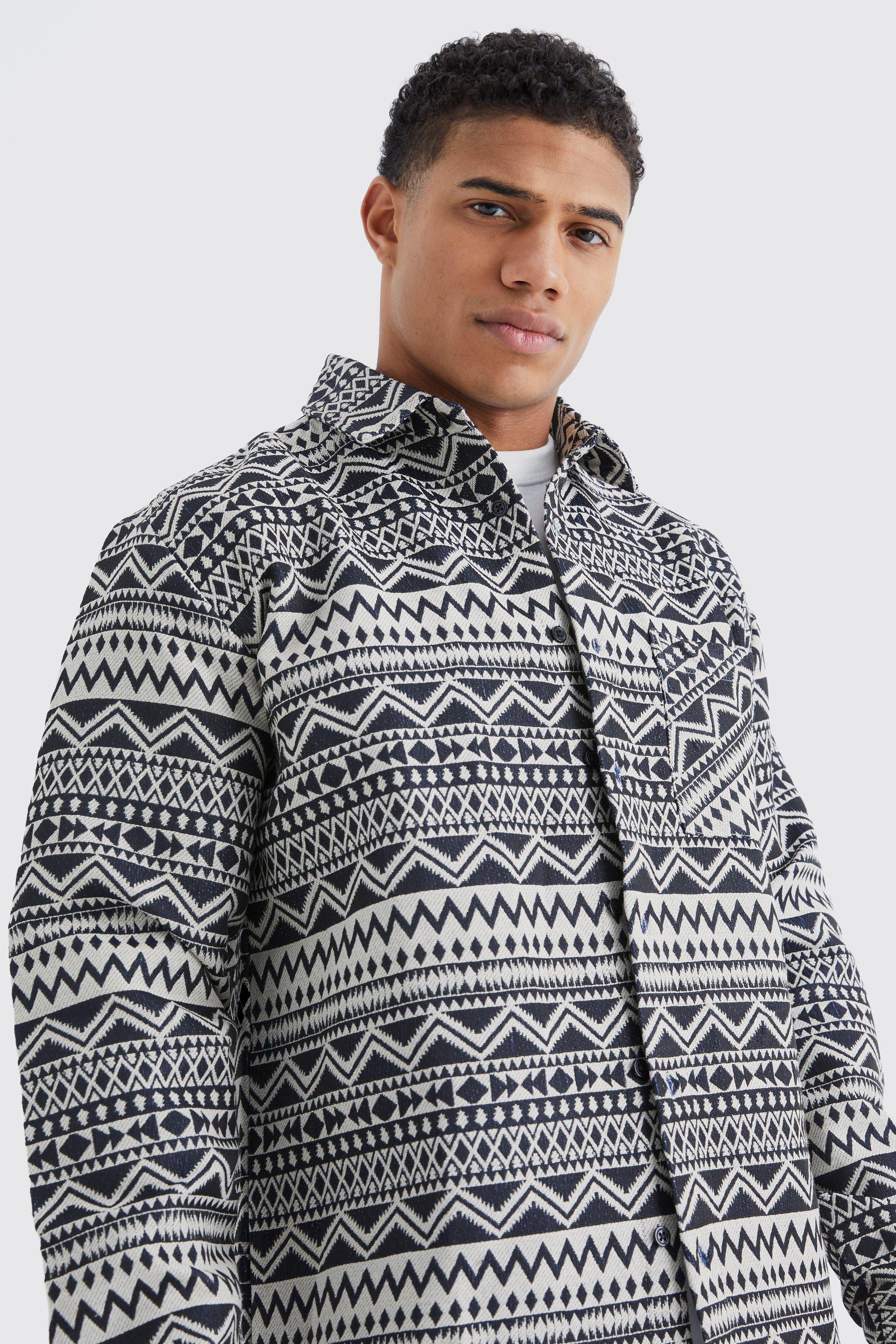 Longsleeve Jacquard Oversized Overshirt | boohoo CA