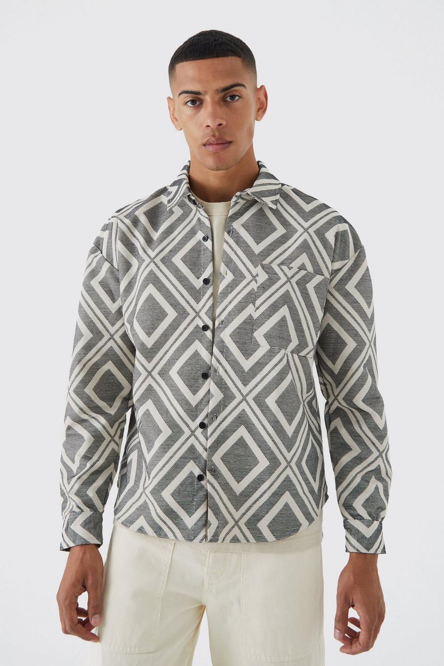 Grey Boxy Jacquard Overhemd image number 1