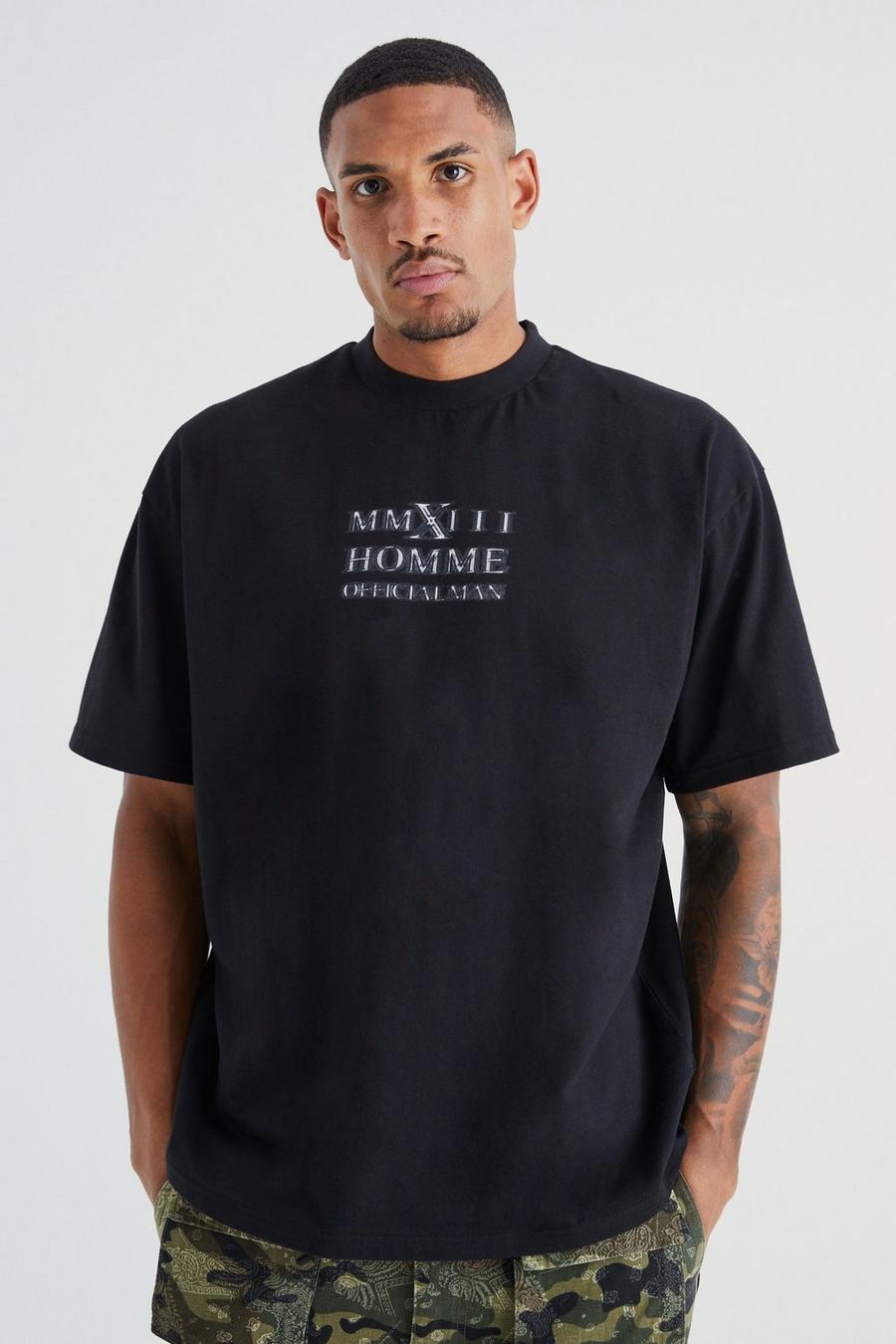 Black svart Tall Oversized Heavyweight Half Sleeve T-shirt