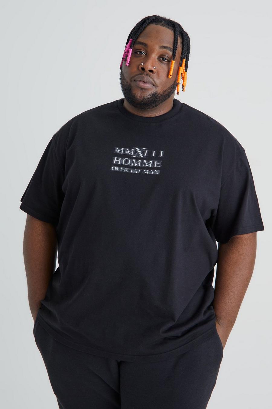 Black noir Plus Oversized Heavyweight Half Sleeve T-shirt