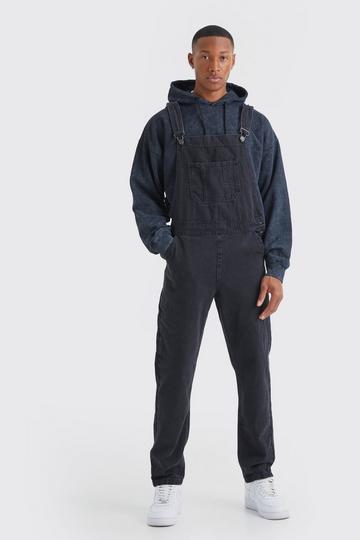 Black Full Length Denim Overalls