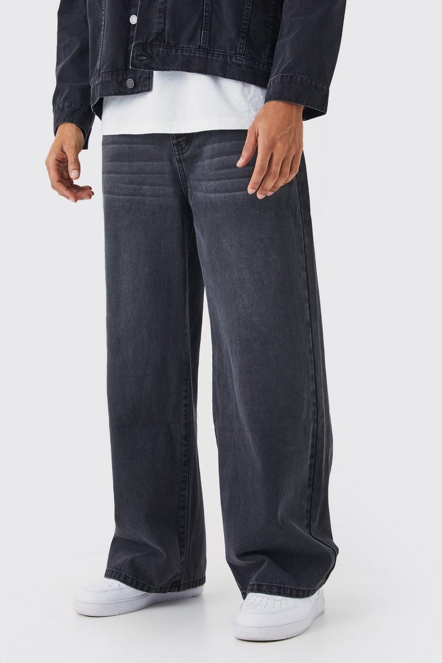 Jeans extra comodi in denim rigidov, Washed black image number 1