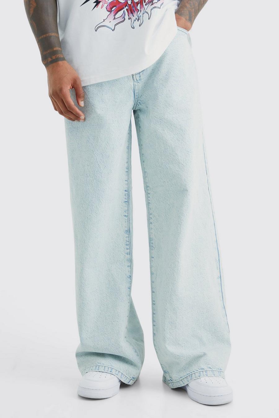 Ice blue Extreme Baggy Rigid Jeans image number 1