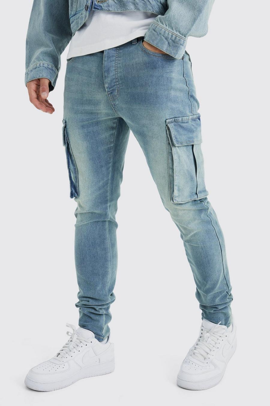 Jeans Cargo Skinny Fit in Stretch, Antique blue image number 1