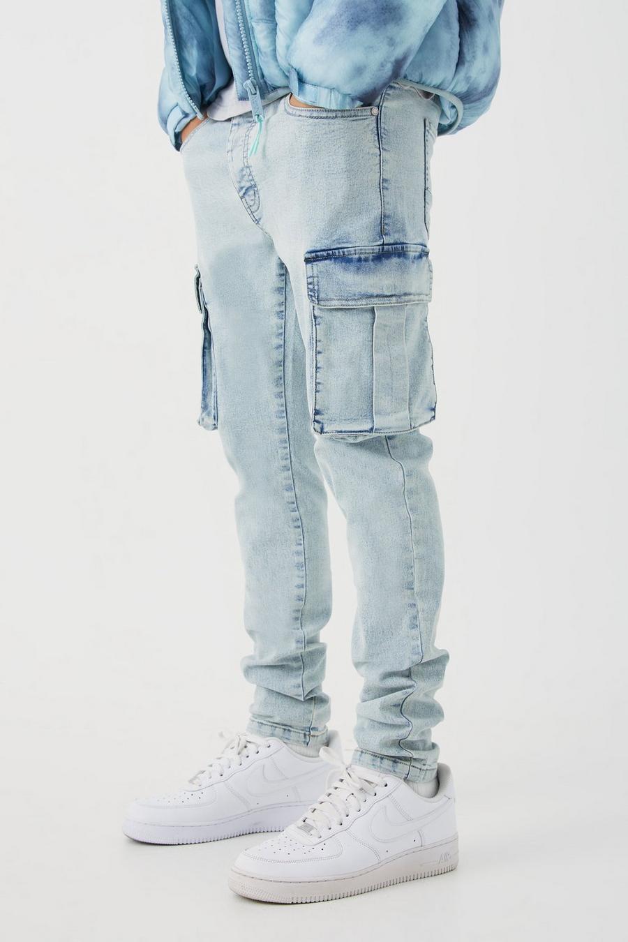 Ice blue Stretch Cargo Skinny Jeans image number 1