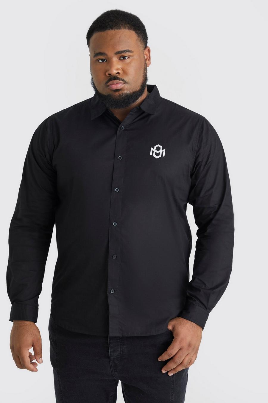 Black Plus Skjorta i poplin med brodyr image number 1