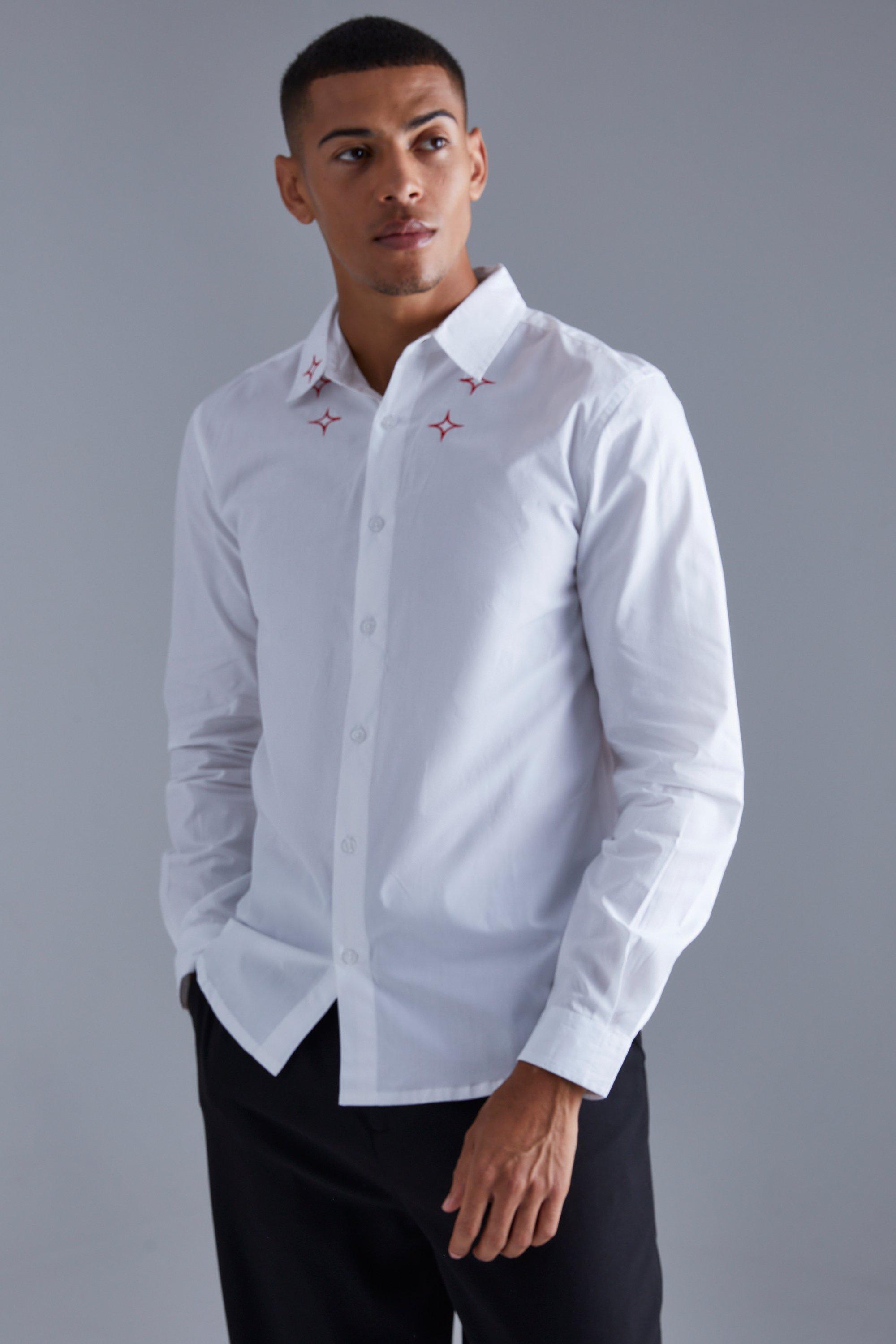 Chemise discount homme brodé