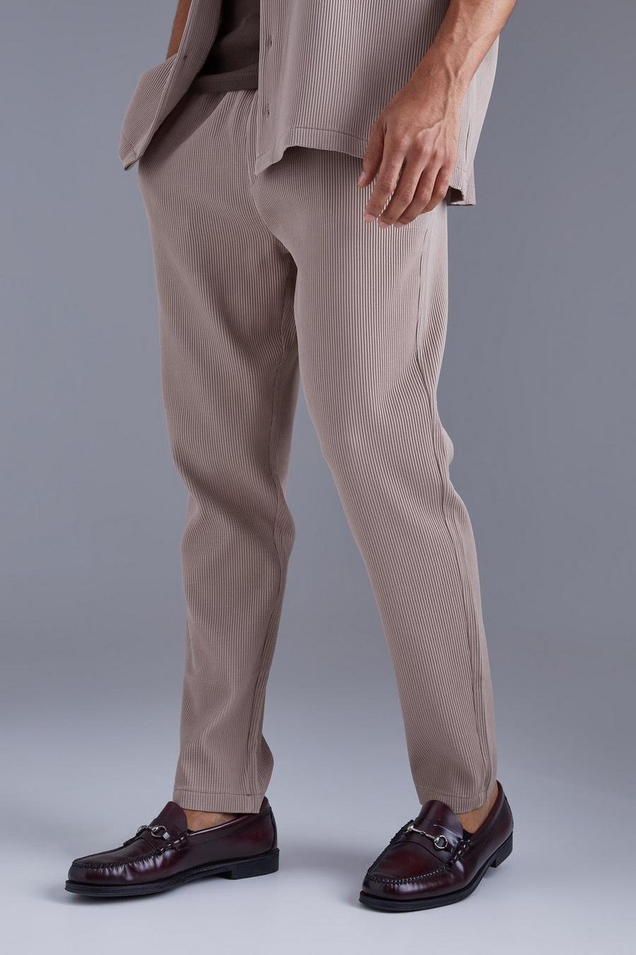 Pantaloni Slim Fit con pieghe, Mocha image number 1