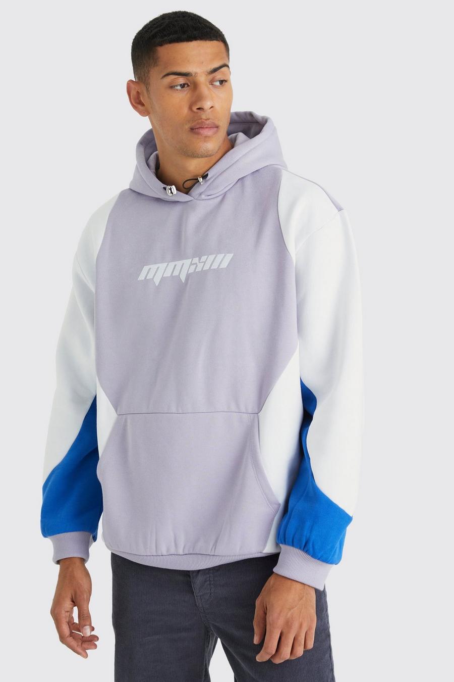 Kastiger Oversize Colorblock Hoodie, Lilac