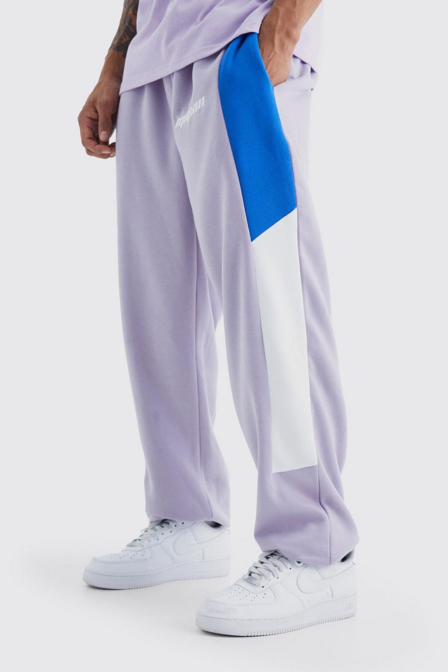 Pantalón deportivo oversize con colores en bloque, Lilac
