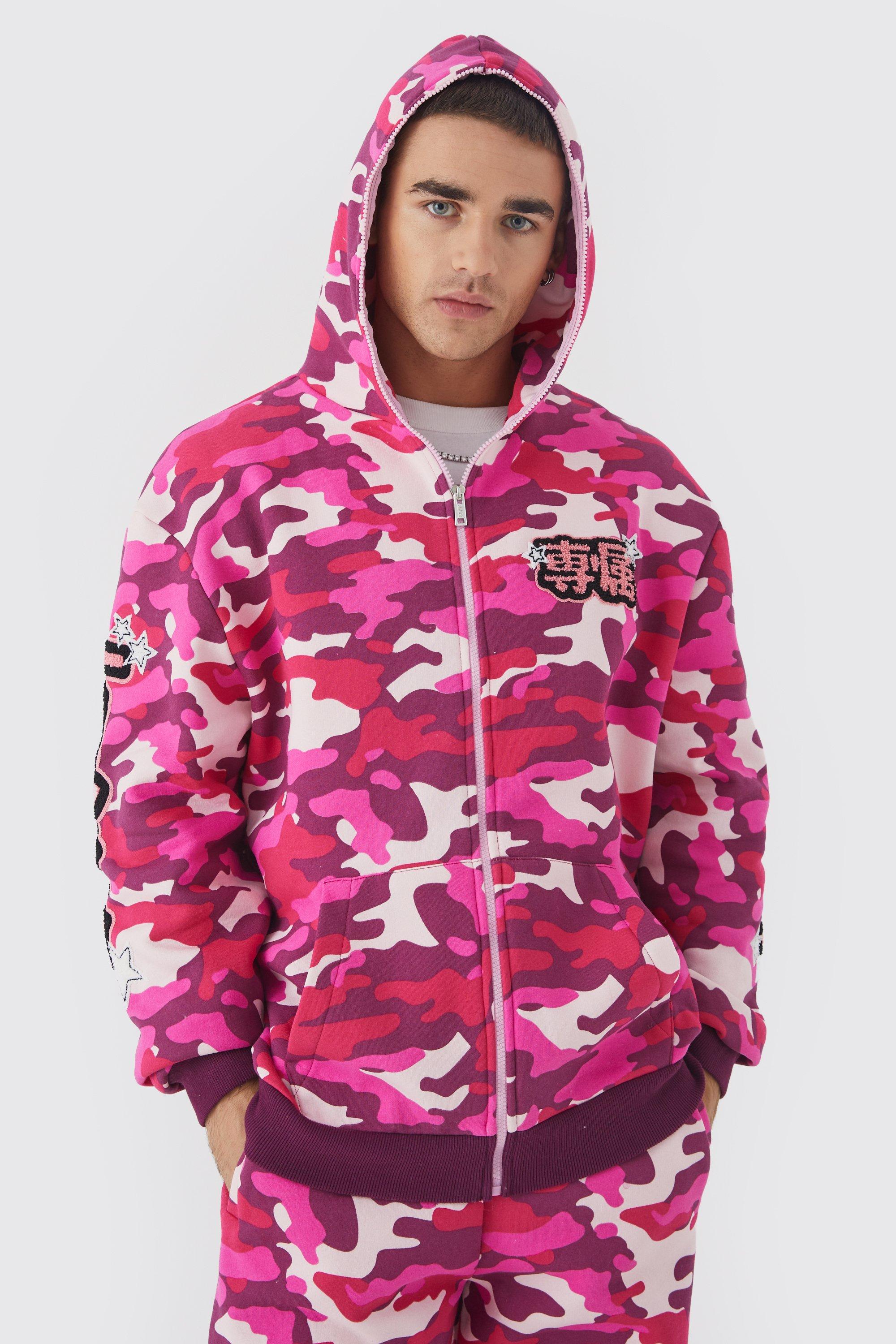 Pink camo zip outlet up hoodie