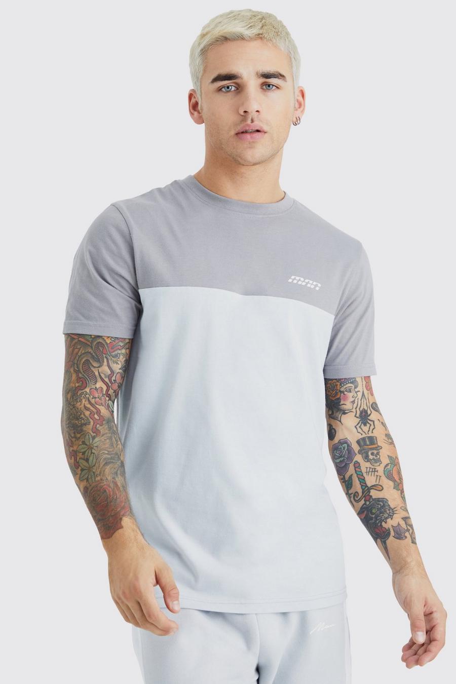 T-shirt Slim Fit a blocchi di colore, Charcoal image number 1