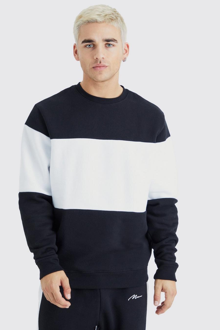 Black Sweatshirt med blockfärger image number 1