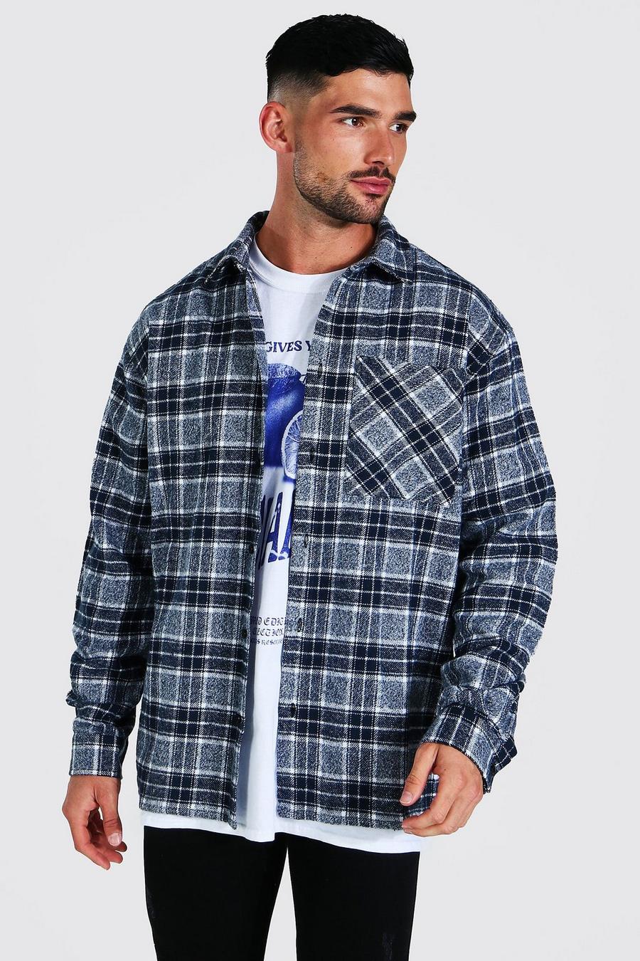 Navy Oversized Check Shirt Revival image number 1