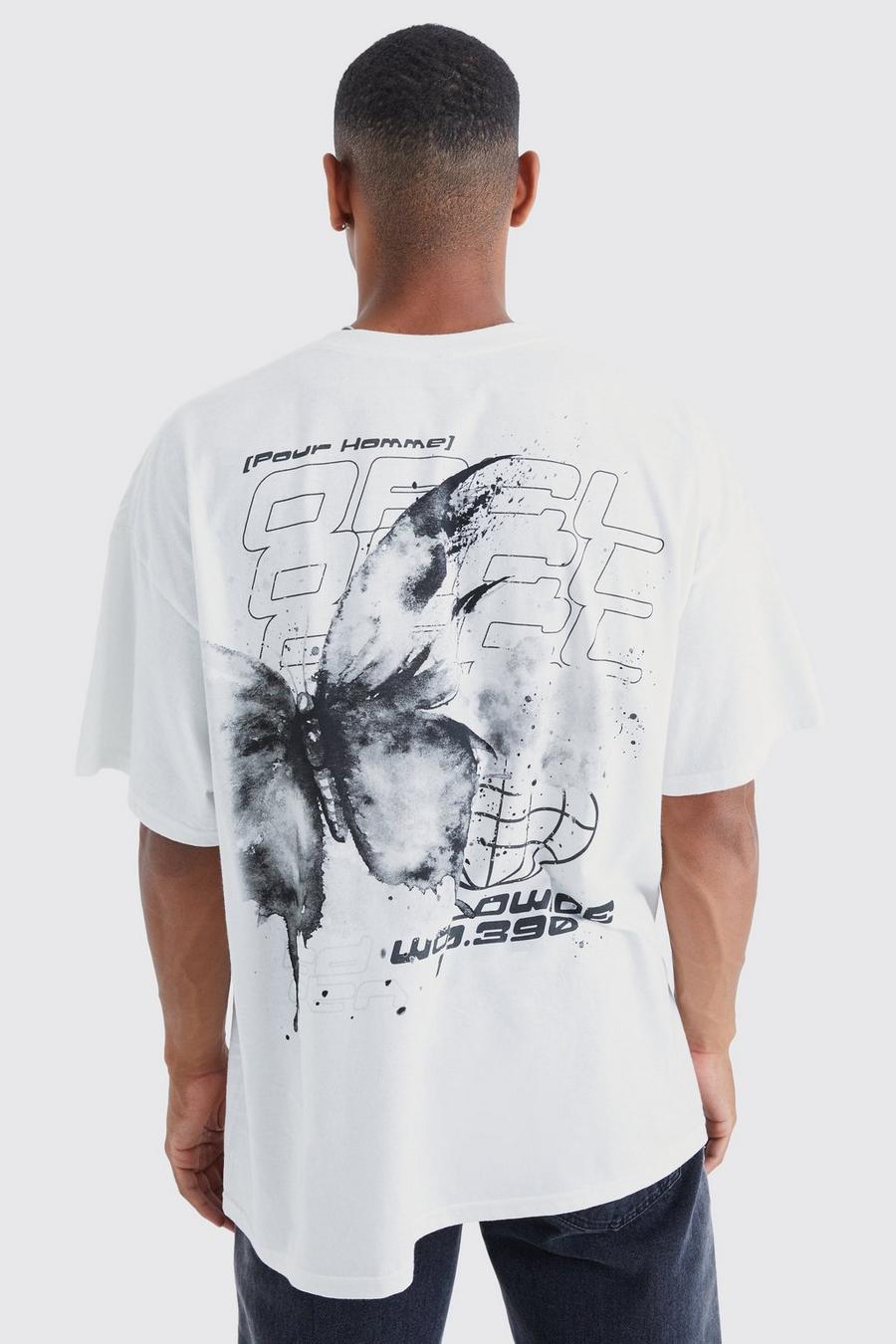 White vit Oversized Offcl Butterfly T-shirt