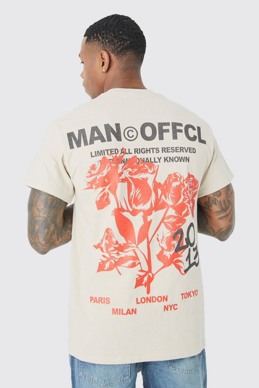 Ecru blanc Offcl Bloemen T-Shirt Met Print
