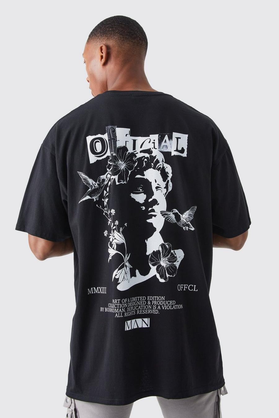 T-shirt oversize Offcl con grafica rinascimentale, Black negro image number 1