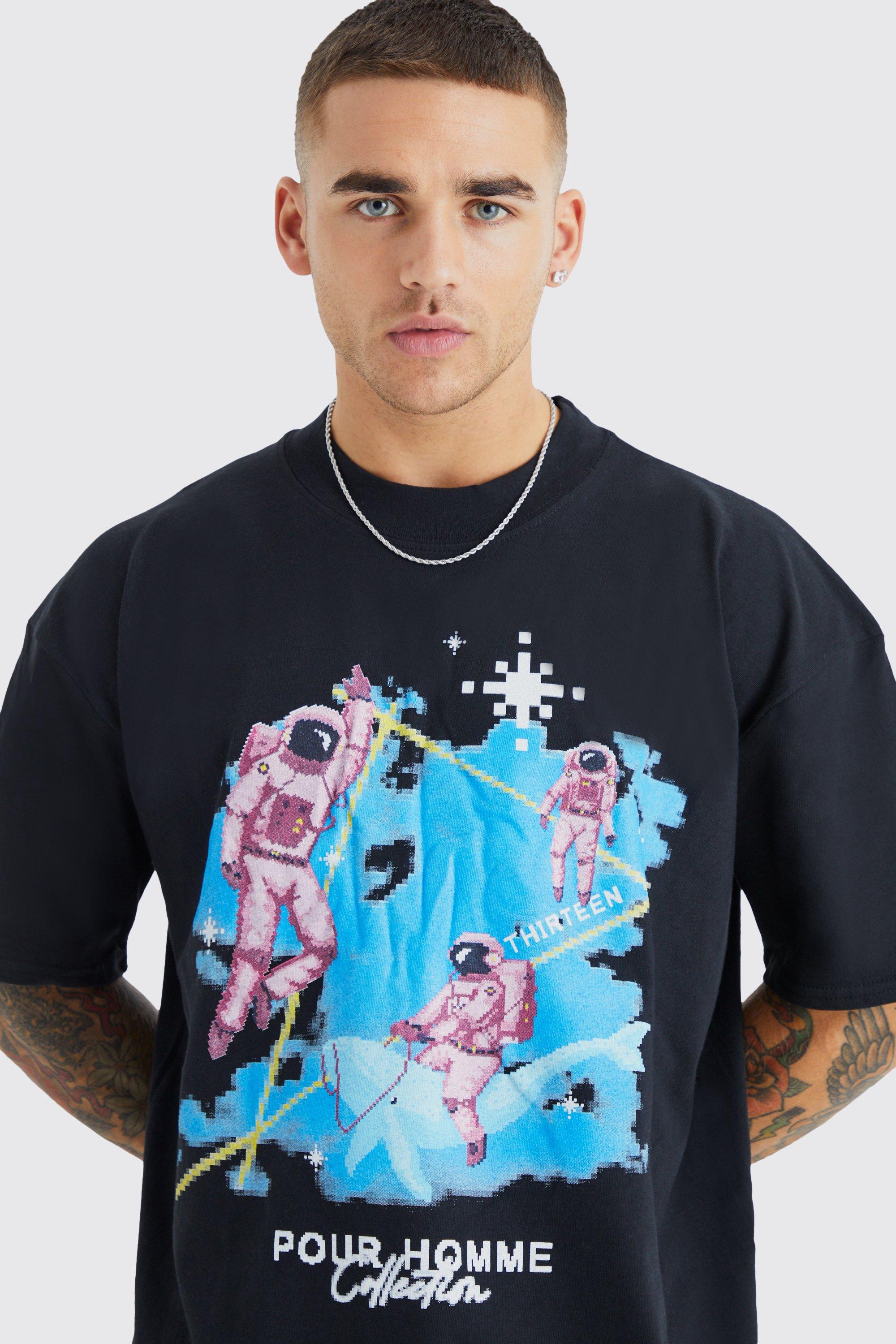 boohoo Men's Oversized Space Back Print T-Shirt