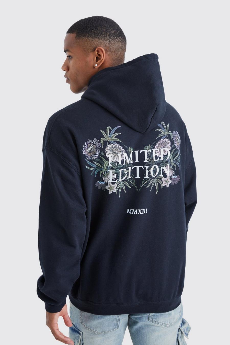 Black nero Oversized Floral Limited Edition Hoodie
