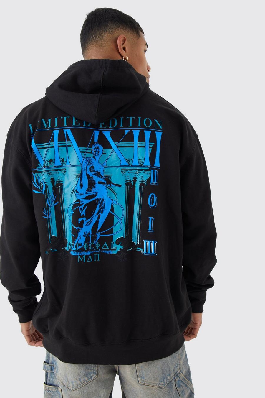 Oversize Hoodie mit Roman Limited Edition Print, Black image number 1