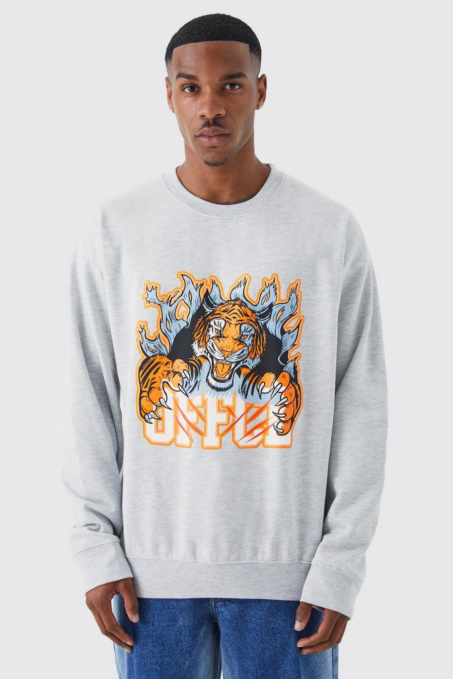 Official Sweatshirt mit Tiger-Print, Grey gris