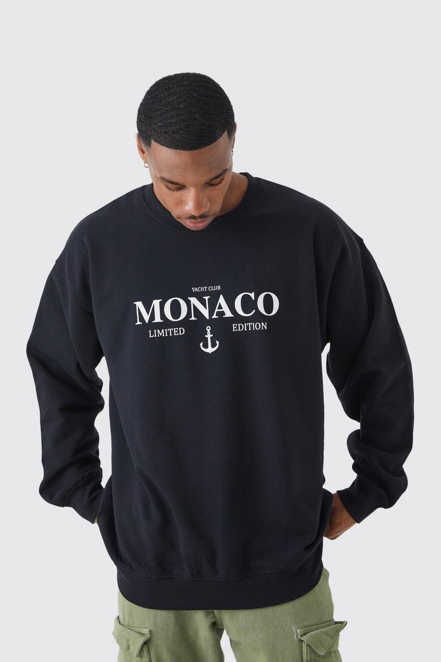 Black svart Oversized Monaco Graphic Sweatshirt