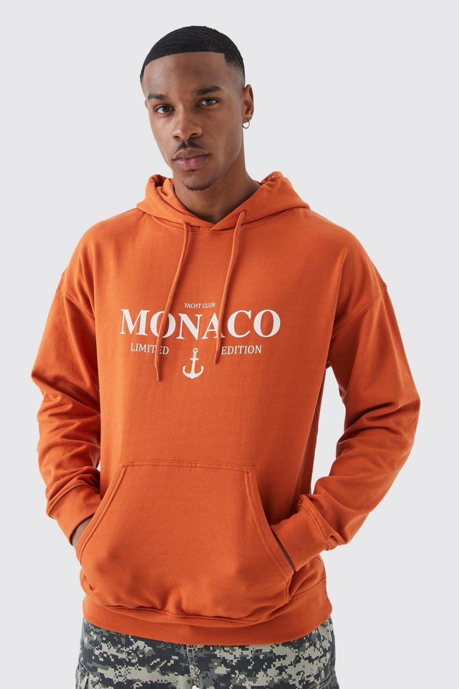 Rust orange Oversized Monaco Graphic Hoodie