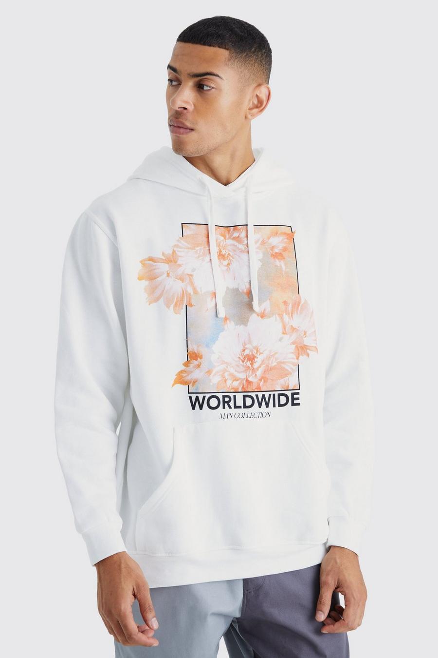 White bianco Floral Graphic Hoodie