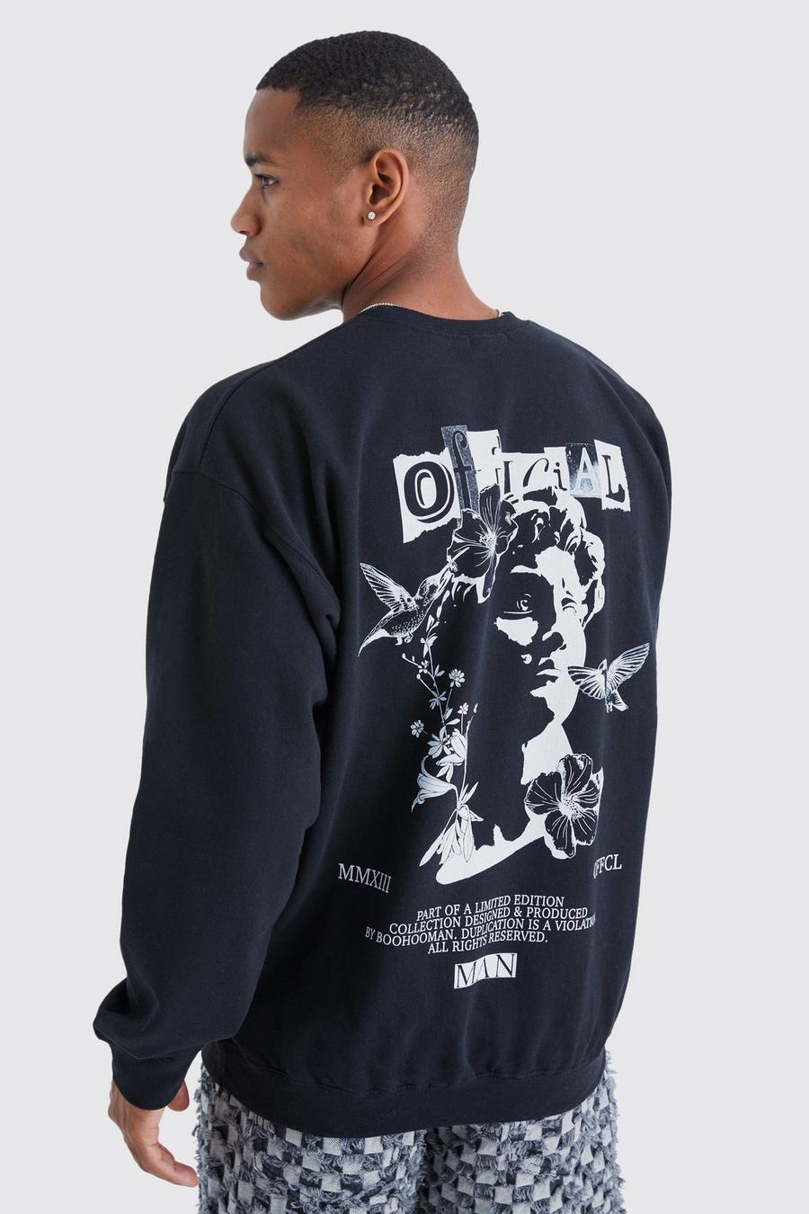 Oversize Sweatshirt mit Renaisscance Print, Black