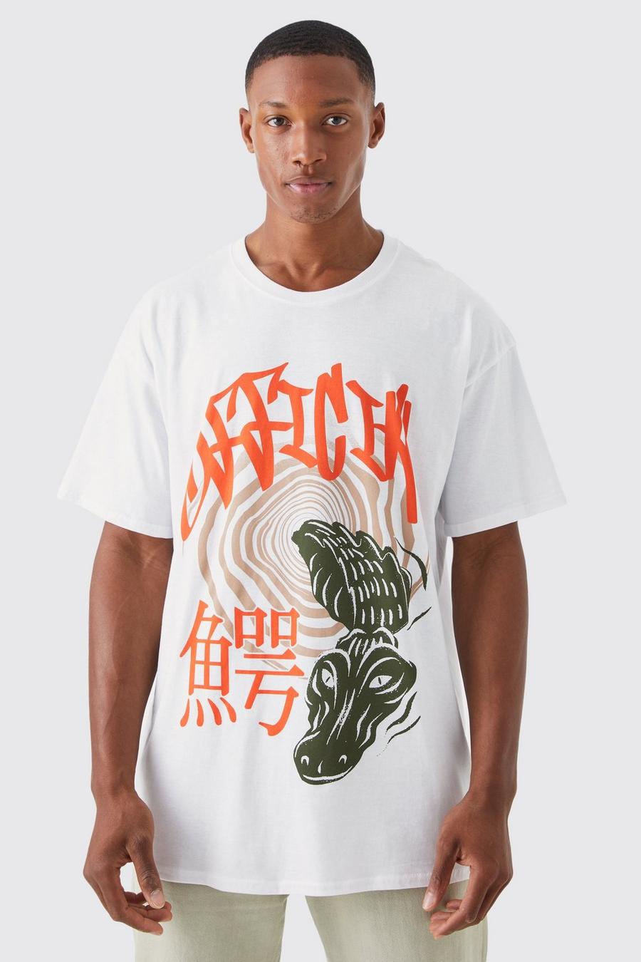 Oversize Worldwide T-Shirt mit Print, White image number 1