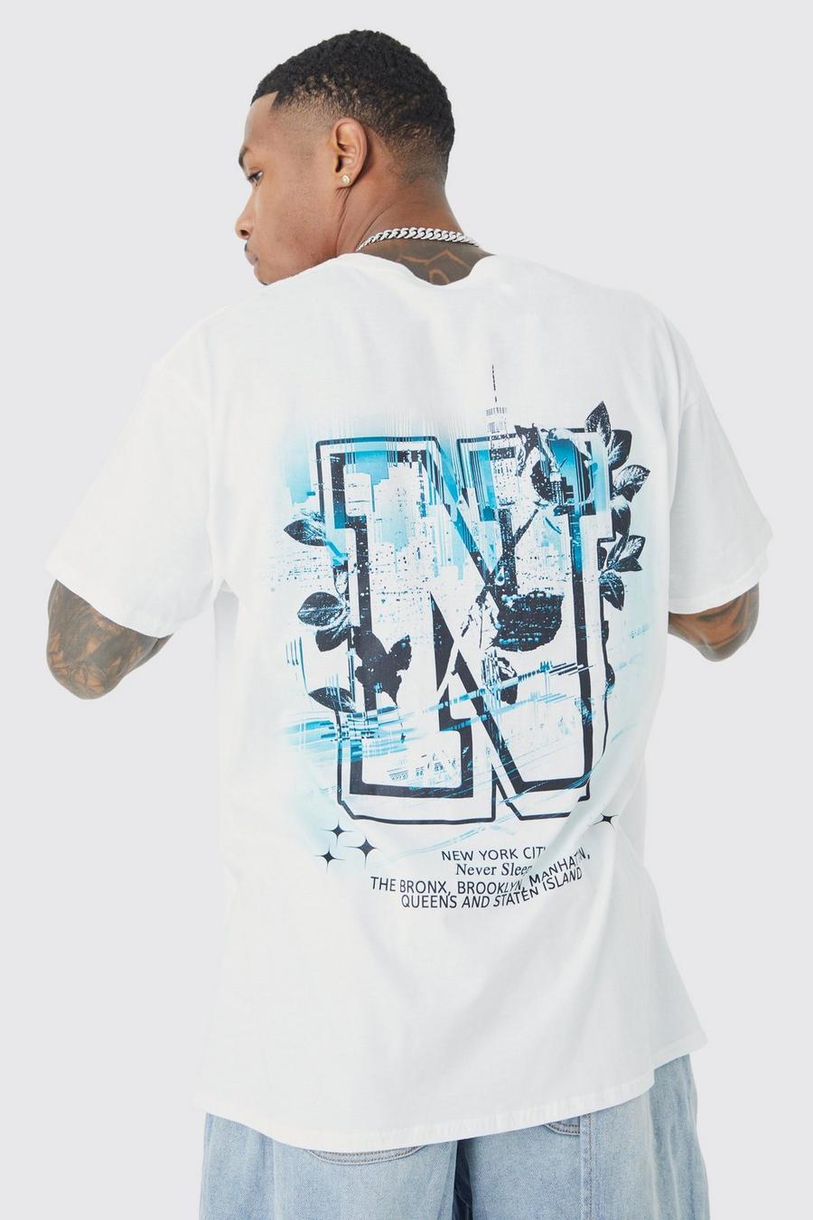 White bianco Oversized Floral Scenic Graphic T-shirt