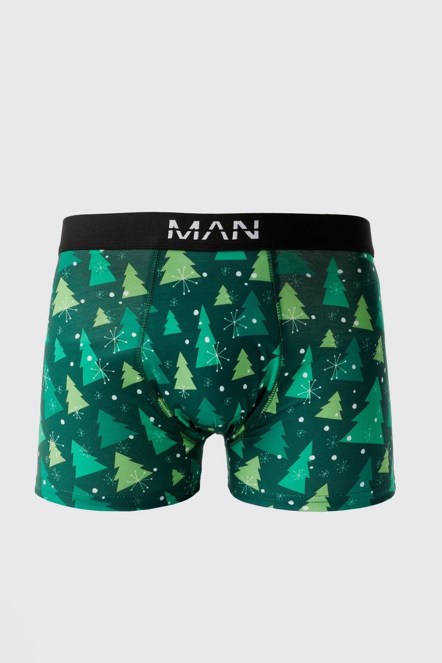 Green Christmas Tree Print Boxers image number 1