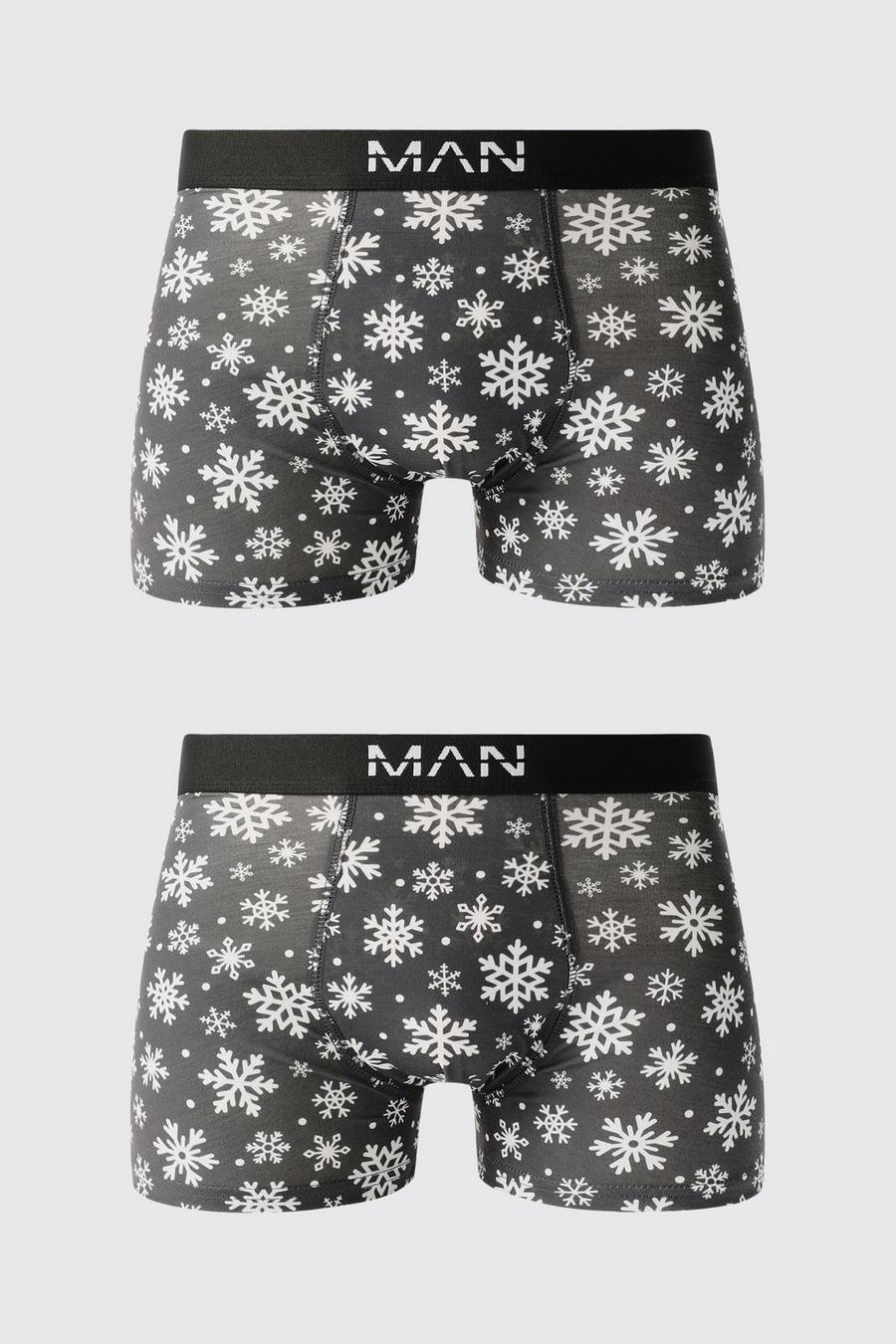 Black Christmas Snowflake Boxers