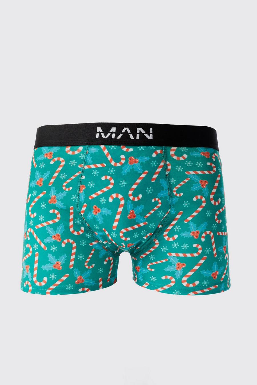 Green Kerst Zuurstok Print Boxers image number 1