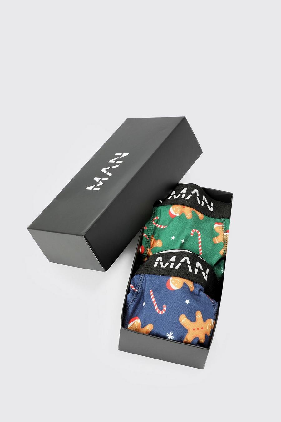 Multi 2 Pack Christmas Boxers In Giftbox image number 1