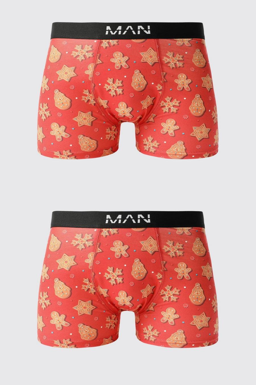 Weihnachts-Boxershorts mit Gingerbread-Print, Red image number 1