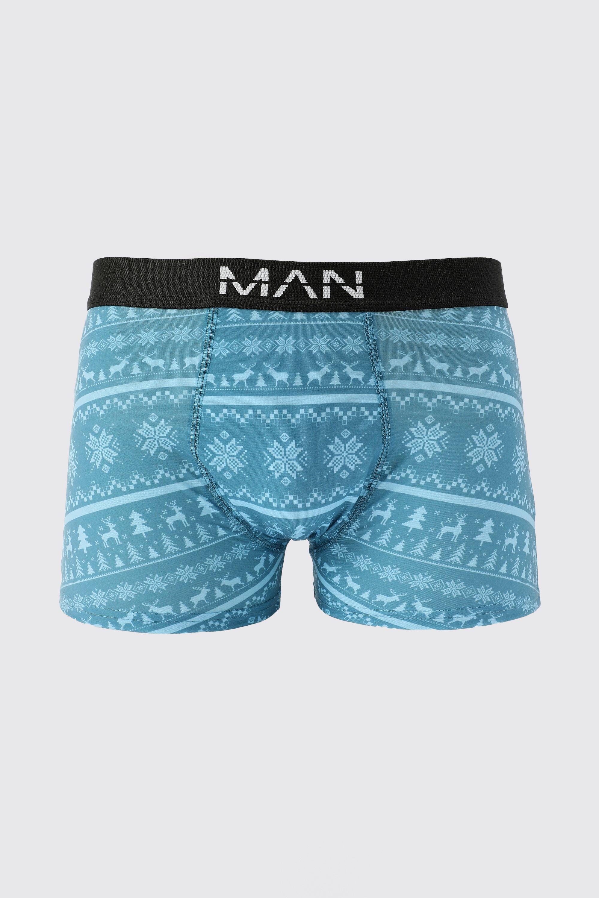 Plus 2 Pack Fairisle Christmas Boxers Giftbox