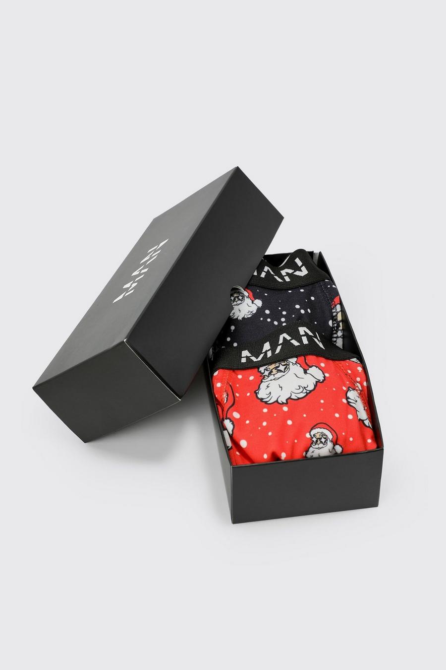 Pack de 2 bóxers con estampado de Papá Noel en caja de regalo, Multi image number 1
